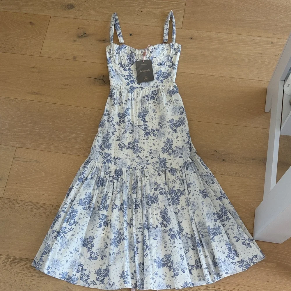 House of CB White and Blue Floral Maxi Dress Elia dress - Picture 1 of 1